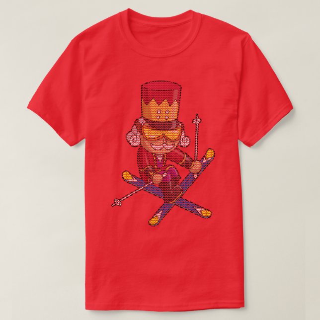 Camiseta Esquiando Nutcracker Ski Christmas Knit Pattern Sk (Frente do Design)