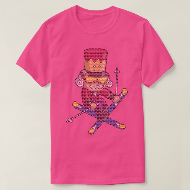 Camiseta Esquiando Nutcracker Ski Christmas Knit Pattern Sk (Frente do Design)