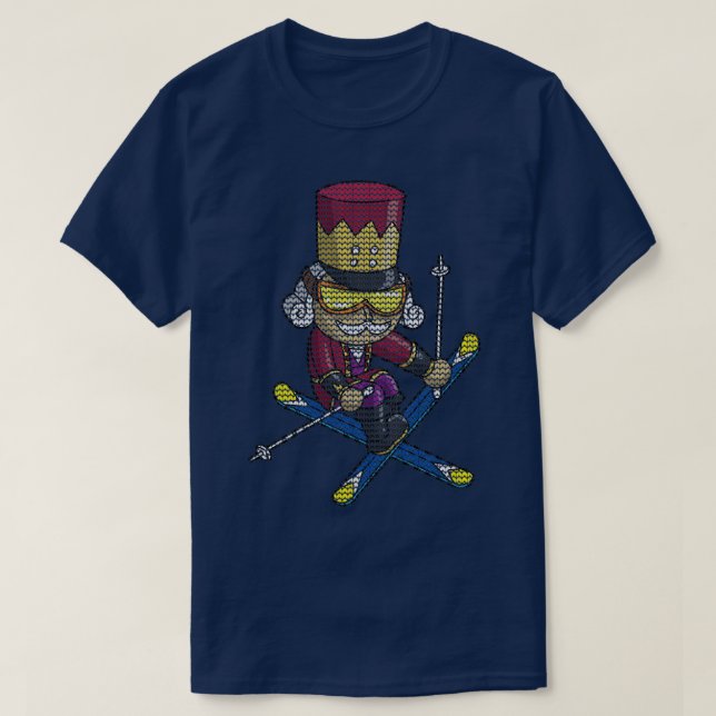 Camiseta Esquiando Nutcracker Ski Christmas Knit Pattern Sk (Frente do Design)