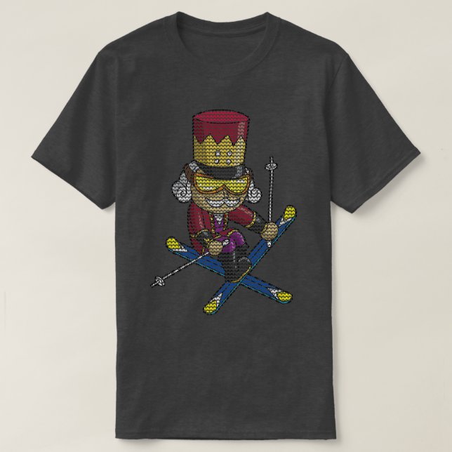 Camiseta Esquiando Nutcracker Ski Christmas Knit Pattern Sk (Frente do Design)