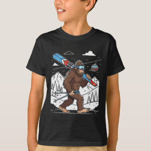 Camiseta Esquiando Pé Grande Sasquatch Engraçado Esquiador