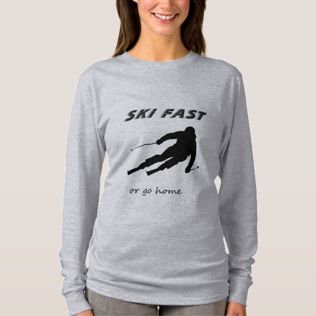 Camiseta Esquiar Rápido ou Voltar para Casa - Presente Dive (Frente)