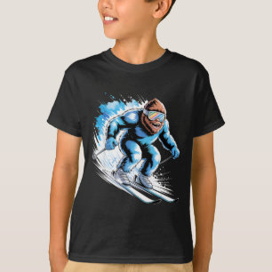 Camiseta Esquiar sasquatch esportes de inverno esquiando es