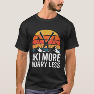 Camiseta Esquie Mais Preocupe Menos Montanhas de Esqui Retr