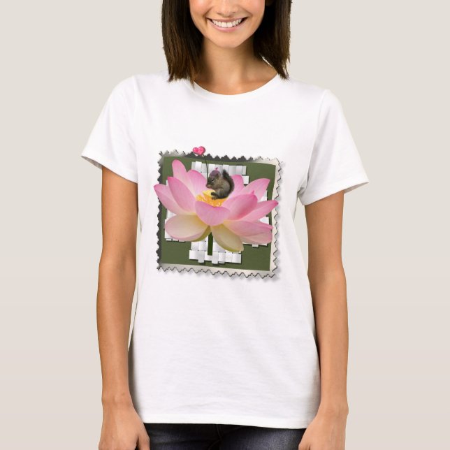 Camiseta Esquilo Adorável Para Bebê 3D Na Flor (Frente)