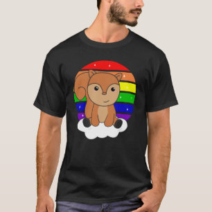 Camiseta Esquilo Arco-Íris Glitter Kawaii Croissant