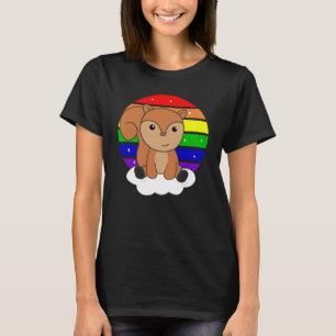 Camiseta Esquilo Arco-Íris Glitter Kawaii Croissant