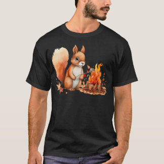 Camiseta Esquilo Assando Marshmallow Acampamento Fogueira C