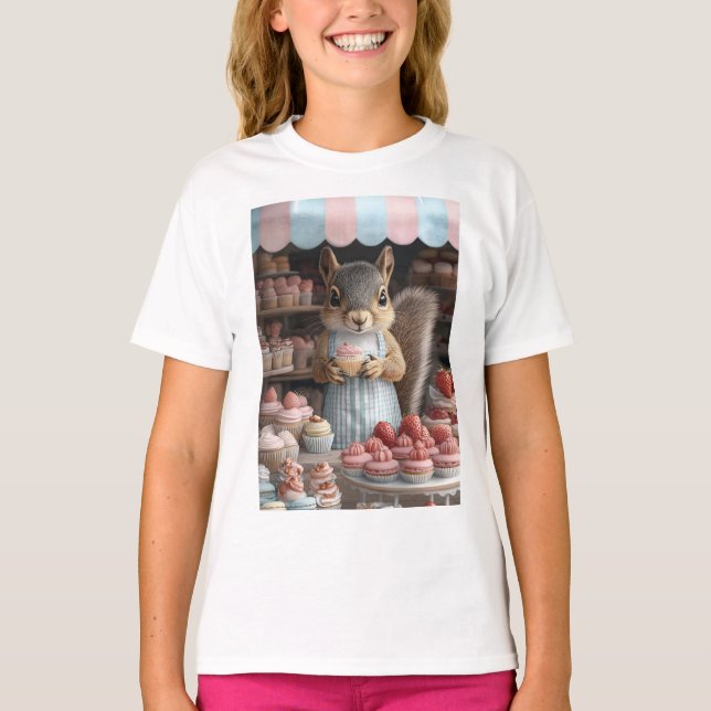 Camiseta Esquilo Baking com Cupcake (Frente)