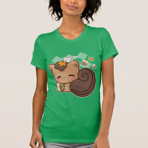 Camiseta Esquilo bonito do chibi com castanha do kawaii
