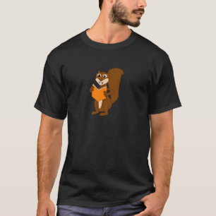 Camiseta Esquilo bonito dos desenhos animados com o livro