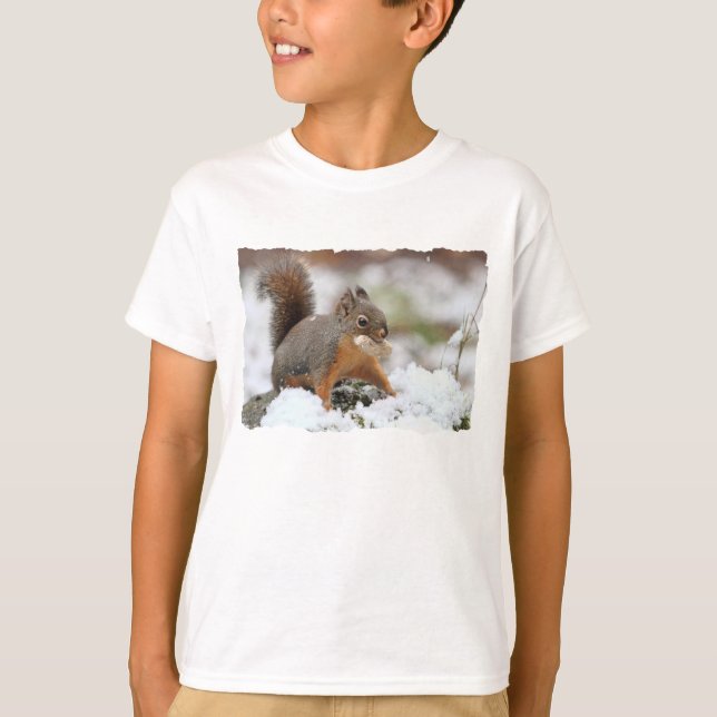 Camiseta Esquilo bonito na neve com amendoim (Frente)