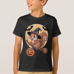 Camiseta Esquilo Bruxo de Chapéu Pumpkin Halloween Homens W