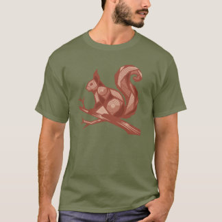Camiseta Esquilo Castanho Vermelho em uma Ramificação Natur
