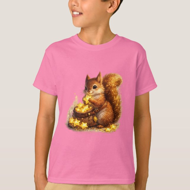 Camiseta Esquilo Coletor Estrela Dourada | Abundân (Frente)