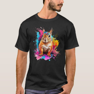 Camiseta Esquilo Colorido de Amante de os animais de Flores
