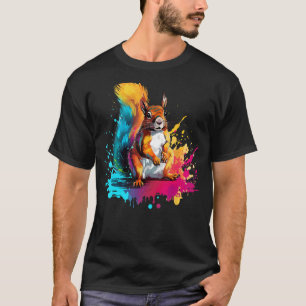 Camiseta Esquilo Colorido do Amante de os animais da Flores