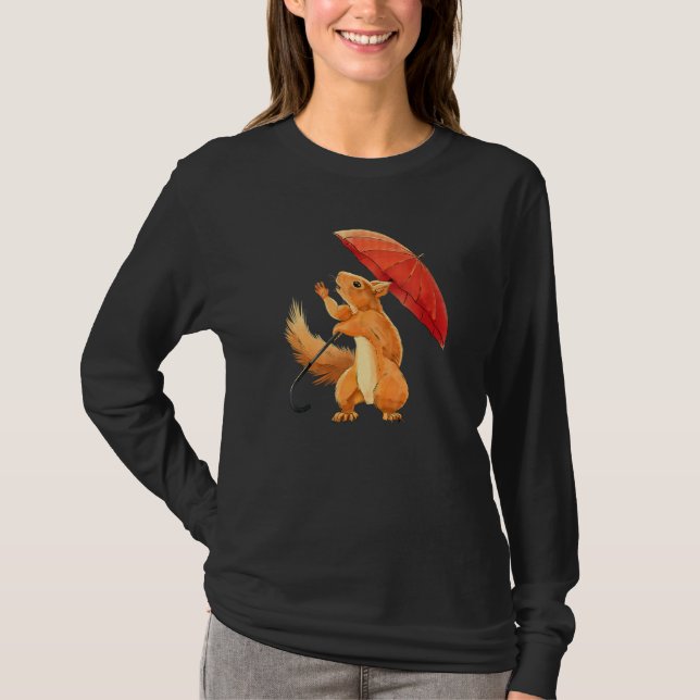Camiseta Esquilo com Entusiasta de Esquilo Guarda-chuvas (Frente)