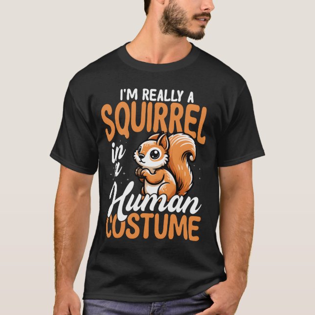 Camiseta Esquilo com Fantasia Humana Amigo engraçado (Frente)