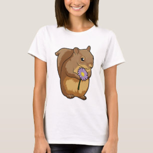 Camiseta Esquilo com flor púrpura