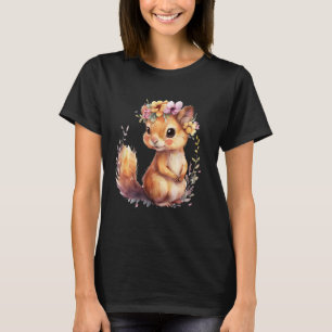 Camiseta esquilo com flores e esquilo giro
