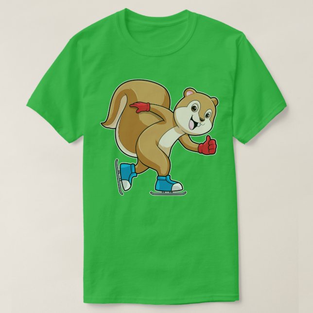 Camiseta Esquilo com gelo a patinar com skates de gelo (Frente do Design)