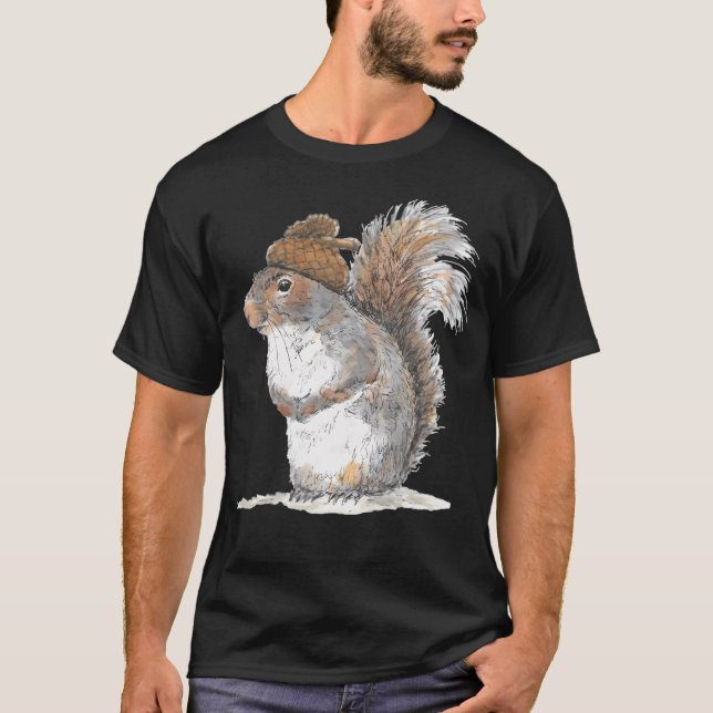 Camiseta Esquilo Com Um Chapéu De Bolota (Frente)