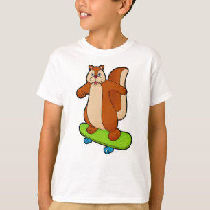 Camiseta Esquilo como Patinador com Skate