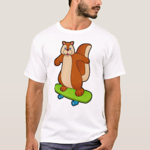 Camiseta Esquilo como Patinador com skate