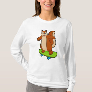 Camiseta Esquilo como Patinador com skate
