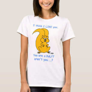 Camiseta Esquilo De Cartoon Bonito Acho Que Gosto De Ti Eng