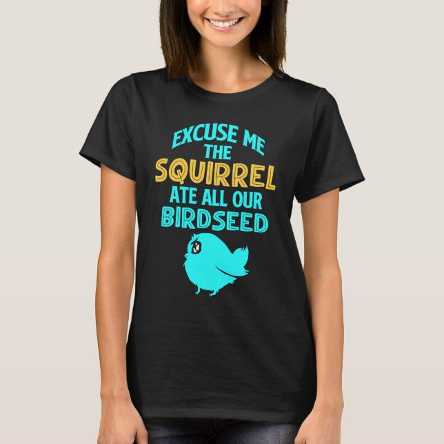 Camiseta Esquilo de Comedouro de Pássaros (Frente)