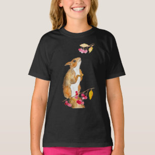 Camiseta Esquilo de cor-de-água engraçado num galho com bag