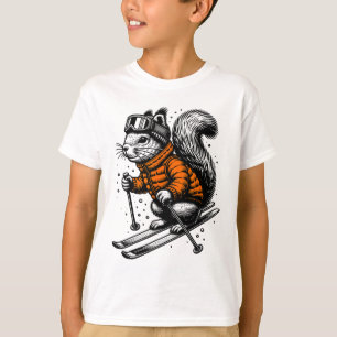 Camiseta Esquilo de Esqui Resort de Inverno Esqui em Decliv