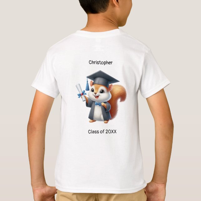 Camiseta Esquilo de Formando de Menino da Pré-escola (Verso)
