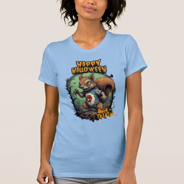 Camiseta Esquilo de Halloween Mischievel - Truque ou Tratar (Frente)