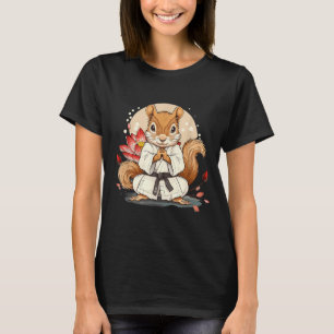 Camiseta Esquilo de Karatê Fofo Flor de Lótus Kickboxing Ku