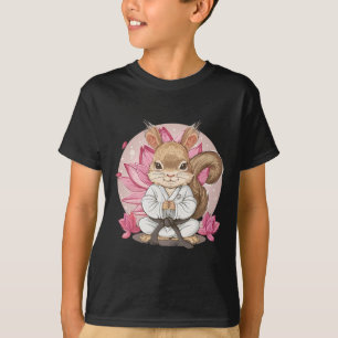 Camiseta Esquilo de Karatê Fofo Flor de Lótus Kung Fu Mma C