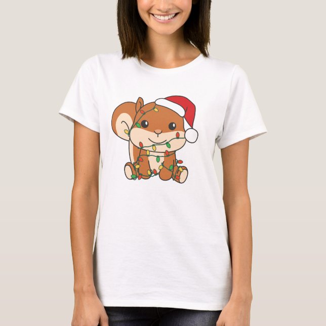 Camiseta Esquilo de Natal para Animais de inverno (Frente)