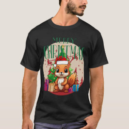 Camiseta Esquilo de sorriso festivo em Santa Hat