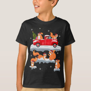 Camiseta Esquilo de Trilhos Vermelhos de Árvore de Natal