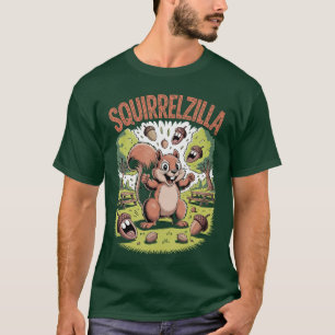 Camiseta Esquilo Divertido Zilla Estilo de Quadrinhos Retro