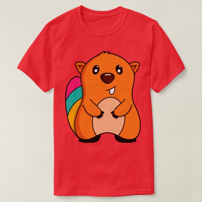 Camiseta Esquilo doce com cauda colorida (Frente do Design)