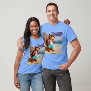 Camiseta Esquilo Em Uma Praia
