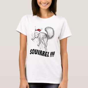 Camiseta Esquilo Engraçado Com Chapéu Férias De Natal Antig
