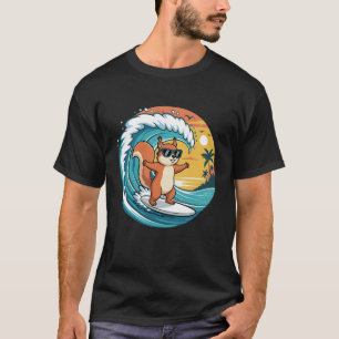 Camiseta Esquilo Engraçado Prancha de Surf Praia Verão Surf