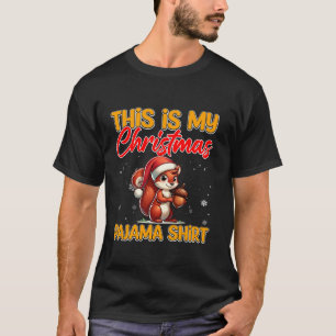 Camiseta Esquilo Este É O Meu Natal Pajama Santa Hat Chr