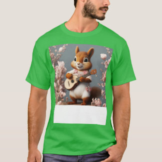 Camiseta Esquilo Floral De Cuta Aestésico Que Joga Banjo