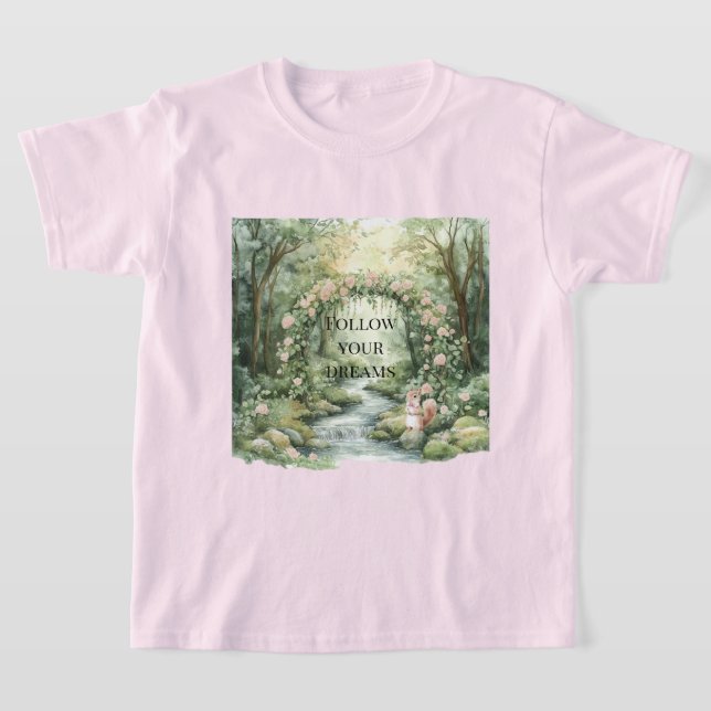 Camiseta Esquilo Floral Rosa da Floresta (Postura )