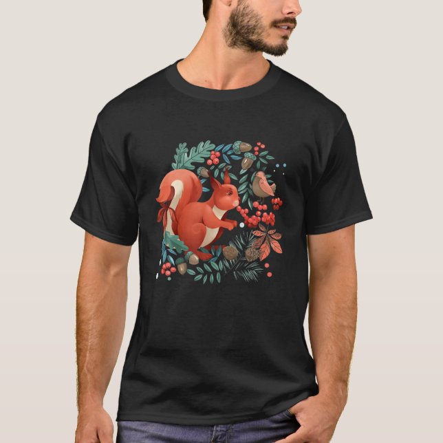 Camiseta Esquilo Florestal Cujo Pássaro Caia Floresta Lo (Frente)